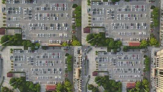 干净规范的停车场航拍高清在线视频素材下载