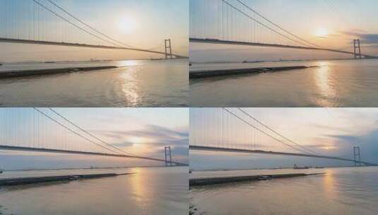 广东广州东莞南沙大桥日落延时高清在线视频素材下载