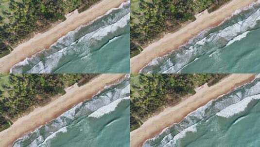 俯瞰海边沙滩海浪高清在线视频素材下载