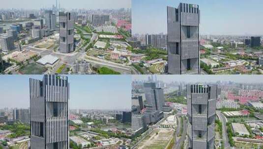 上海新开发银行总部大楼航拍4K高清在线视频素材下载