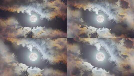 4K 月夜月光天空高清在线视频素材下载