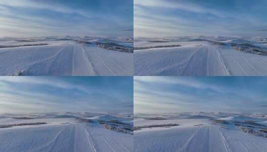 航拍严冬中的白雪皑皑的田野高清在线视频素材下载