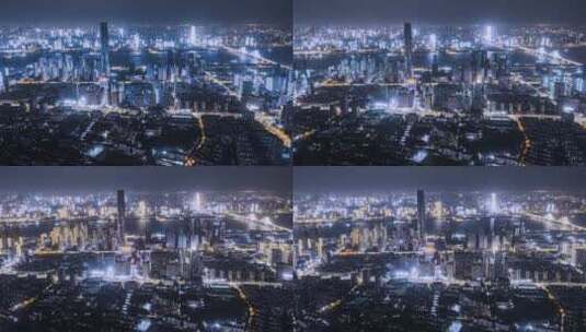 武汉夜景航拍高清在线视频素材下载