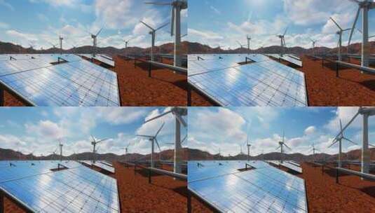 风能太阳能发电厂新能源！高清在线视频素材下载