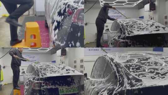 自助洗车泡沫拖布洗车高清在线视频素材下载