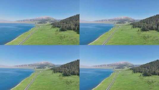 赛里木湖 新疆 伊犁夏天 草原湖泊高清在线视频素材下载