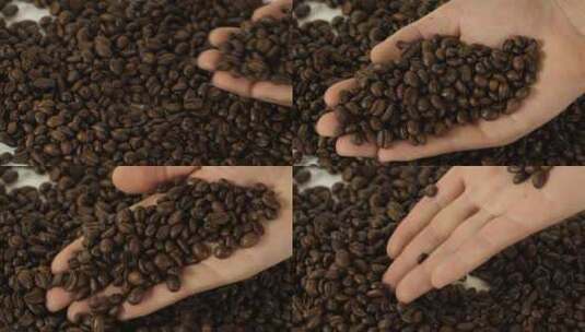 手掌上的咖啡豆高清在线视频素材下载