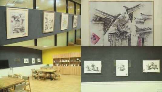 画展 艺术培训 艺术展览 美术绘画班高清在线视频素材下载