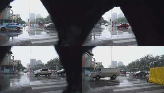 雨天 下雨 城市风光 写意 台风 雨中景色高清在线视频素材下载