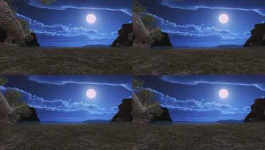 岛屿月色背景高清在线视频素材下载