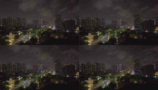 雨夜城市车流楼房天空电闪雷鸣4高清在线视频素材下载