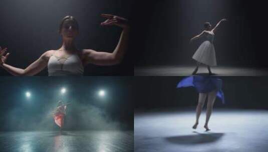 【合集】聚光灯飘逸连衣裙芭蕾舞演员高清在线视频素材下载