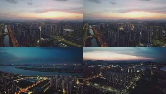 夕阳下的广东佛山顺德新城高清在线视频素材下载