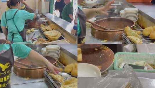 胡辣汤橱窗口切饼一组高清在线视频素材下载