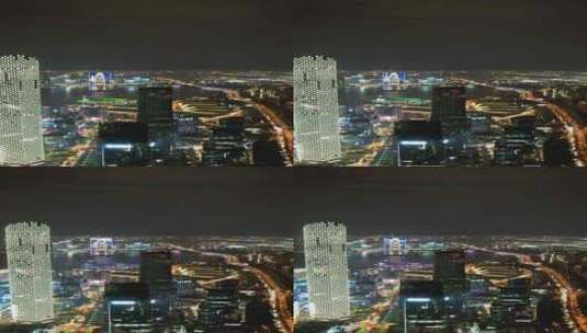 苏州国金中心夜景竖屏航拍高清在线视频素材下载