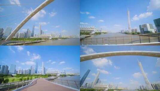 广州珠江新城珠 海心桥江景城市风光高清在线视频素材下载
