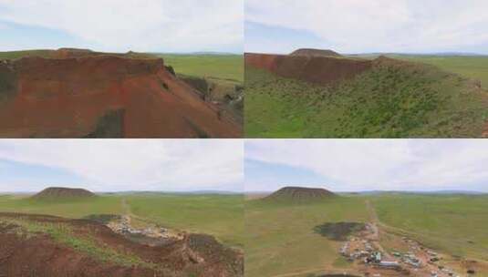 乌兰察布五号六号火山航拍 内蒙古 乌兰哈达高清在线视频素材下载