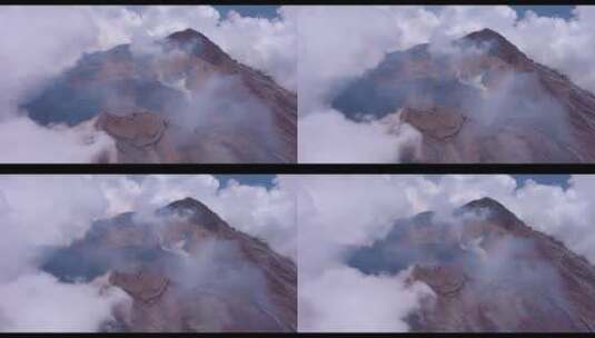 白云环绕山峰航拍特写高清在线视频素材下载