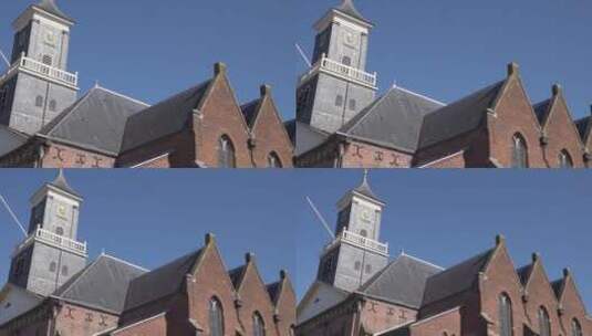 教堂塔顶和屋顶的仰拍变焦拍摄高清在线视频素材下载