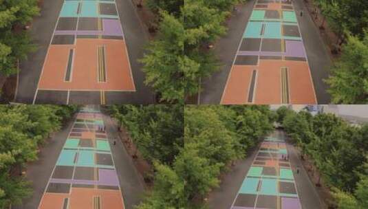 彩色街道及两旁的树木高清在线视频素材下载