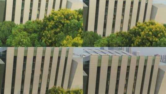 武汉琴台航拍建筑外观树木屋顶高清在线视频素材下载
