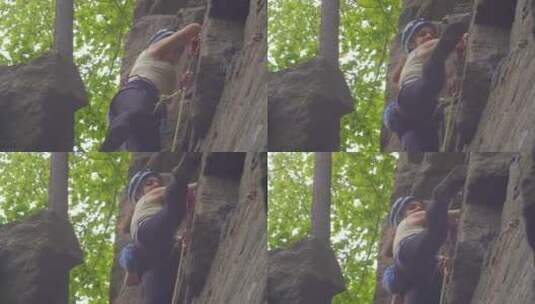 女人在攀岩高清在线视频素材下载