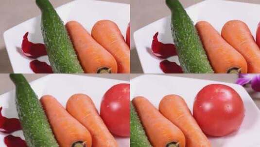 家常蔬菜胡萝卜黄瓜西红柿 (1)高清在线视频素材下载