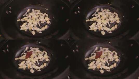 葱姜蒜配菜炝锅高清在线视频素材下载