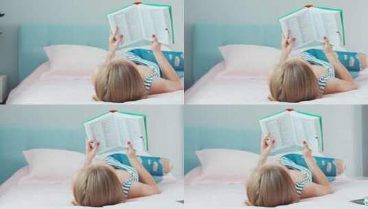 女人在床上看书高清在线视频素材下载