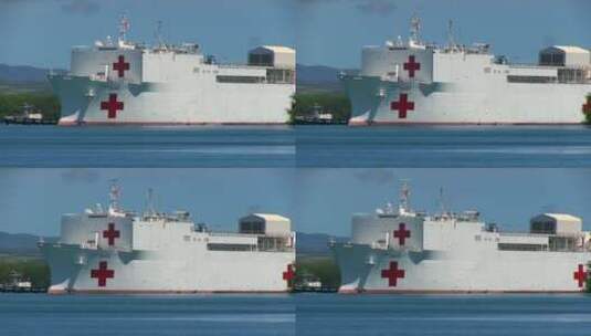 美国慈善医院船在海上起航高清在线视频素材下载