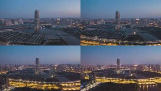 郑州郑东新区商务内环大景航拍延时高清在线视频素材下载