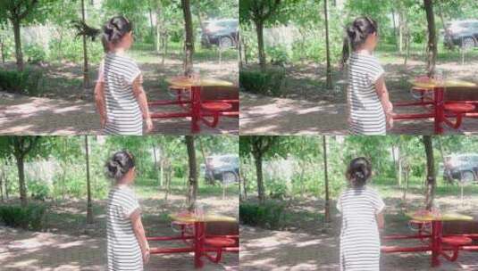 夏天在户外玩耍的中国女孩高清在线视频素材下载