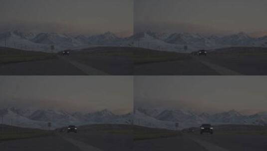 雪山下的车高清在线视频素材下载