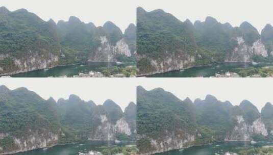 航拍广西桂林奇山迷雾高清在线视频素材下载