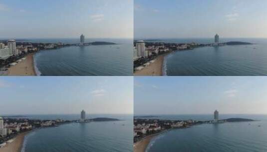 航拍海滨城市青岛海岸线高清在线视频素材下载