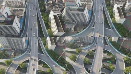 航拍城市河流桥梁交通建筑高楼高清在线视频素材下载