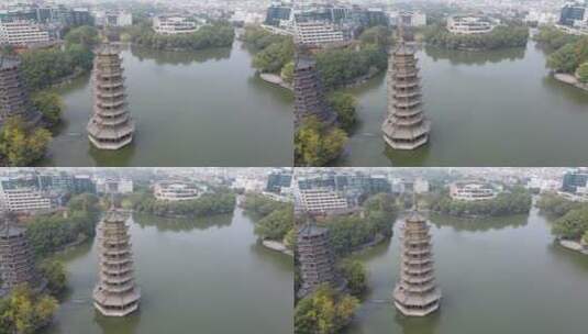 航拍广西桂林旅游城市旅游景点高清在线视频素材下载