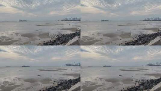 江阴港国际码头风电4K实拍视频高清在线视频素材下载