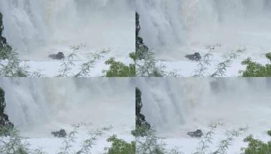 从岩石瀑布落到瀑布底部的水高清在线视频素材下载