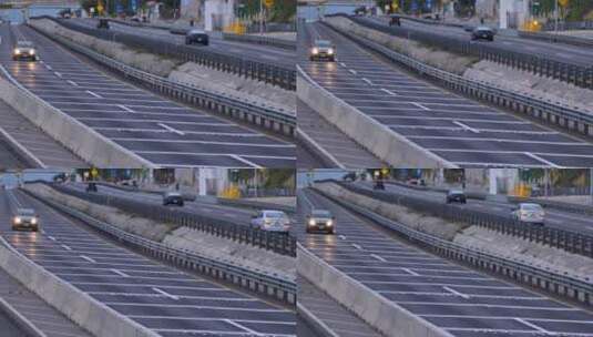 汽车慢镜头驶过的高速公路高清在线视频素材下载