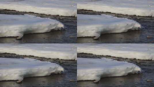 春天来临冰雪融化河流潺潺高清在线视频素材下载