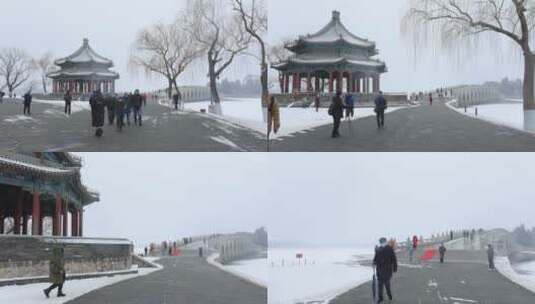 北京颐和园雪景移动延时拍摄高清在线视频素材下载