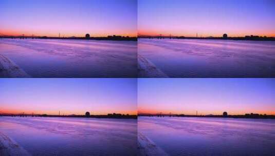 日出朝霞阳光照在鸭绿江面上高清在线视频素材下载