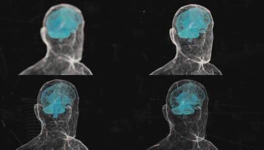 大脑生物科技人体扫描点模型蓝色三维高清在线视频素材下载