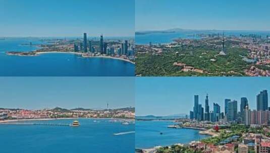2022青岛海岸线航拍城市风光8k素材高清在线视频素材下载
