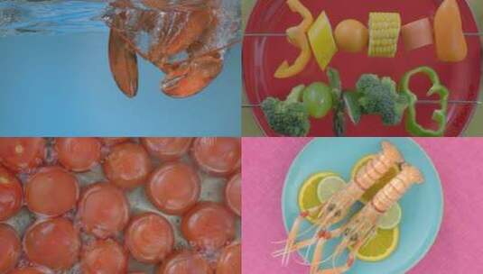 美食美味创意龙虾西红色烧烤广告高端高清在线视频素材下载