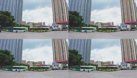 广西南宁城市公交站始发站高清在线视频素材下载