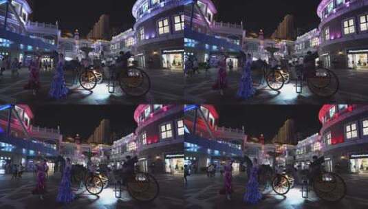武汉洪山区世界城光谷步行街夜景高清在线视频素材下载