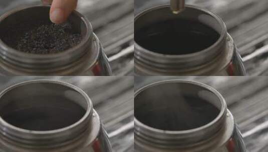 用Moka壶煮咖啡高清在线视频素材下载