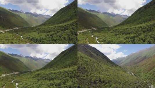 四川川西阿坝雪山草原蓝天白云风光视频高清在线视频素材下载